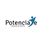 Logo of potenciate, consulting firm, the letters are in black and the letter 