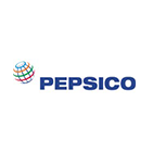 Imagen de la palabra PEPSICO en color azul. Arriba y a la izquierda, un círculo compuesto por líneas de colores más pequeñas que las letras